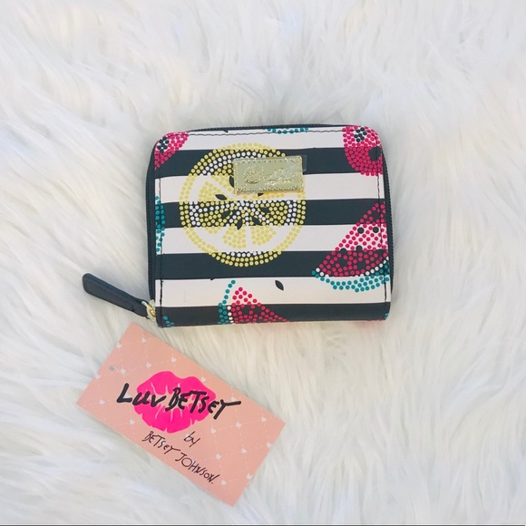 Betsey Johnson Handbags - BETSEY JOHNSON Dotted Fruit Striped Wallet